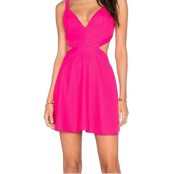 naven cut out dress NBD x Naven Hot Pink Cut Out Dress